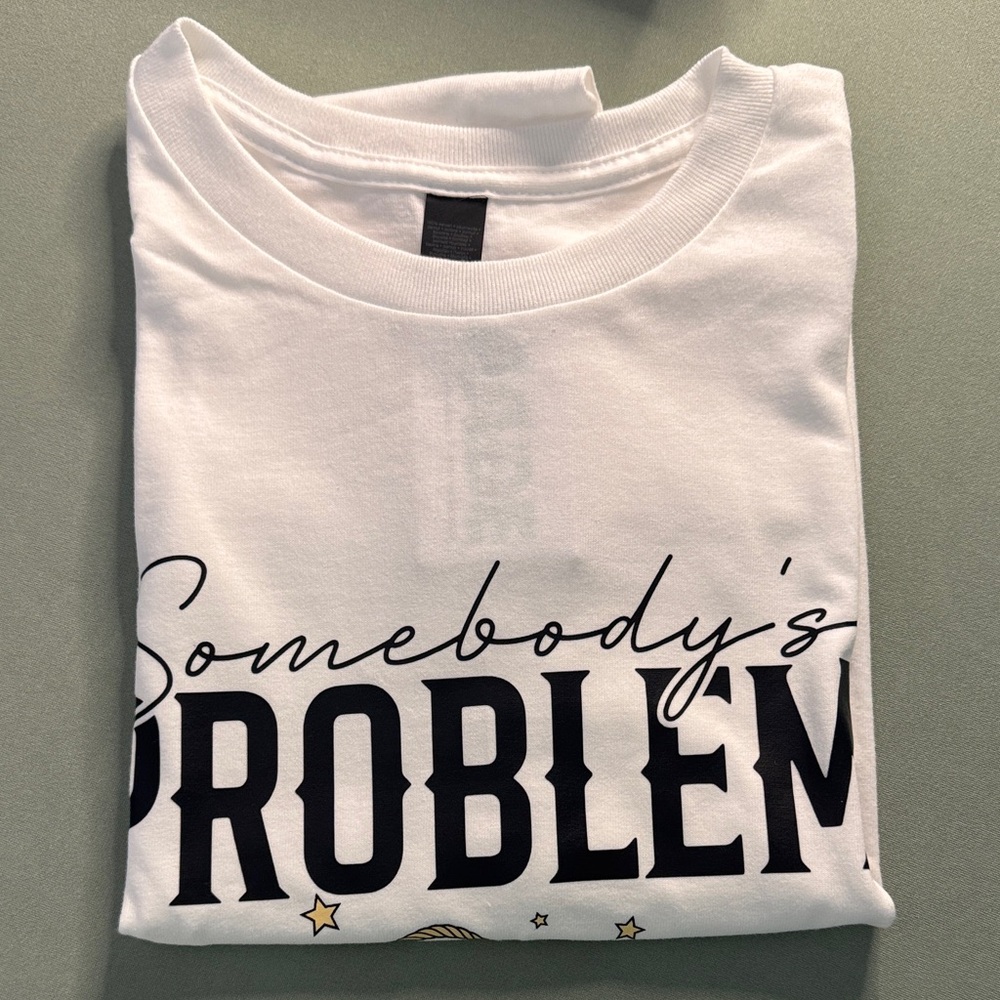 White Graphic Tee with Black Text